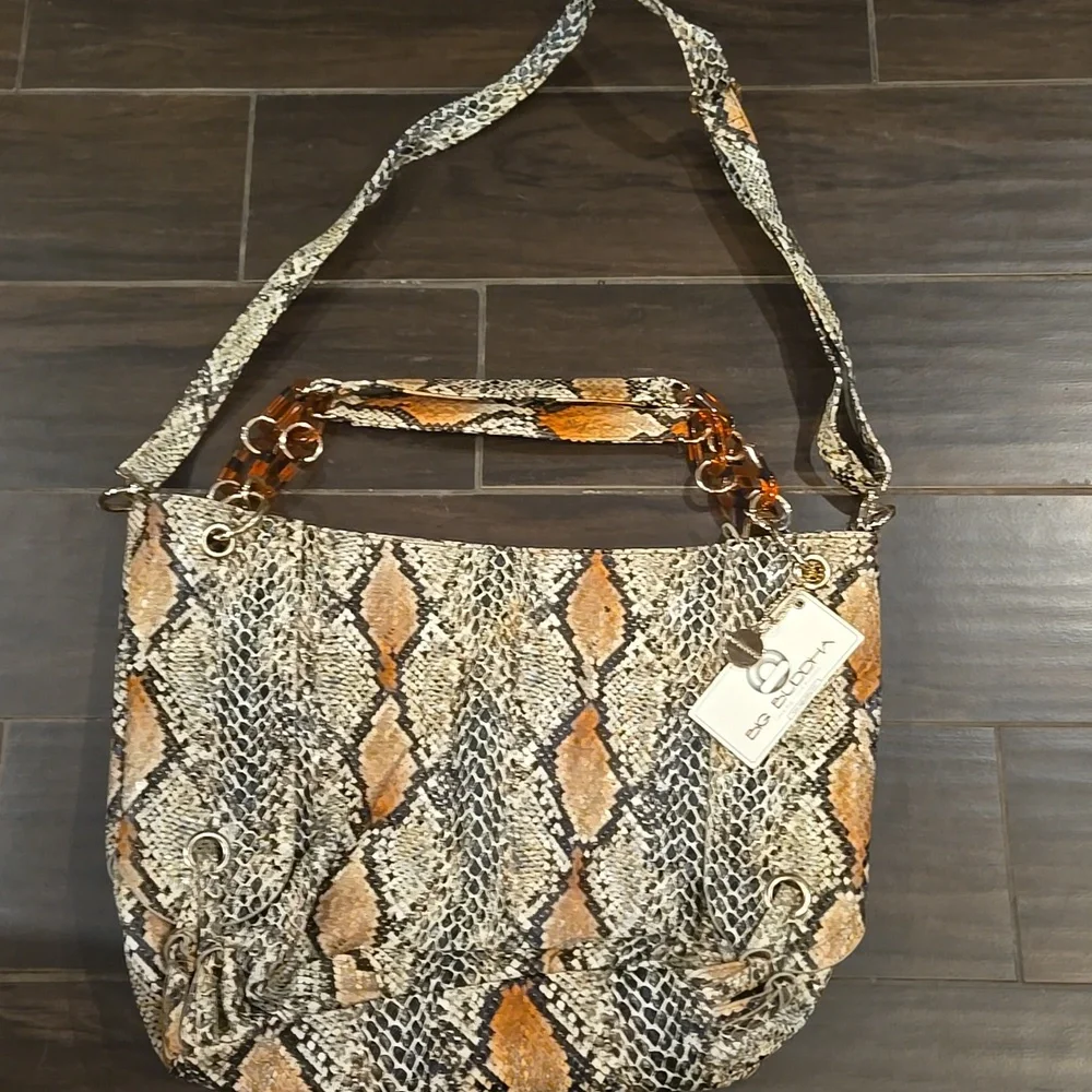 Big Buddha  Multi-Tone Faux Snakeskin Shoulder Bag NWT - Picture 3 of 6